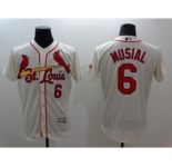 Men St. Louis Cardinals #6 Stan Musial Majestic cream Flexbase Authentic Collection Player Jersey