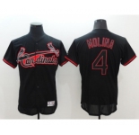 Men's Majestic St. Louis Cardinals #4 Yadier Molina Lights Out Black Flexbase Authentic Collection MLB Jersey