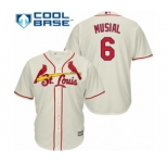 Men's Majestic St. Louis Cardinals #6 Stan Musial Authentic Cream Alternate Cool Base MLB Jersey