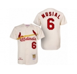 Men's Mitchell and Ness 1963 St. Louis Cardinals #6 Stan Musial Authentic Cream Throwback MLB Jersey