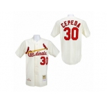 Men's Mitchell and Ness 1967 St. Louis Cardinals #30 Orlando Cepeda Replica Cream Throwback MLB Jersey