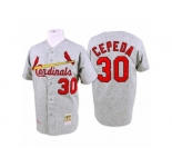 Men's Mitchell and Ness 1967 St. Louis Cardinals #30 Orlando Cepeda Replica Grey Throwback MLB Jersey