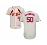 St.Louis Cardinals #50 Adam Wainwright Cream Flexbase Authentic Collection Stitched Baseball Jersey