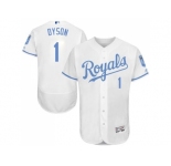 Kansas City Royals #1 Jarrod Dyson White Flexbase Authentic Collection 2016 Father's Day Stitched Baseball Jersey