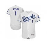 Kansas City Royals #1 Jarrod Dyson White Flexbase Authentic Collection Stitched Baseball Jersey