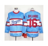 Kansas City Royals #16 Paulo Orlando Light Blue Long Sleeve Stitched MLB Jersey