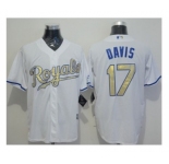 Kansas City Royals #17 Wade Davis White New Cool Base 2015 World Series Champions Gold Program Stitched Baseball Jersey