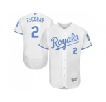 Kansas City Royals #2 Alcides Escobar White Flexbase Authentic Collection 2016 Father's Day Stitched Baseball Jersey