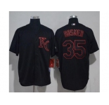 Kansas City Royals #35 Eric Hosmer Black Strip Stitched MLB Jersey