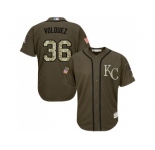 Kansas City Royals #36 Edinson Volquez Green Salute to Service Stitched Baseball Jersey