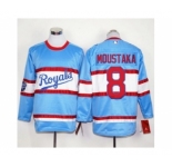 Kansas City Royals #8 Mike Moustakas Light Blue Long Sleeve Stitched MLB Jersey