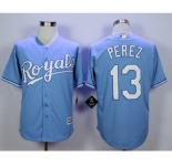 Men Kansas City Royals #13 Salvador Perez Light Blue 2016 Official Cool Base Jersey