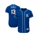 Men Kansas City Royals #13 Salvador Perez Majestic Royal 2018 Spring Training Flex Base Player Jersey