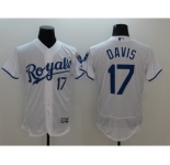 Men Kansas City Royals #17 Wade Davis Majestic White Flexbase Authentic Collection Player Jersey