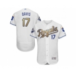 Men Kansas City Royals #17 Wade Davis Majestic White World Series Champions Gold Program FlexBase Player Jersey