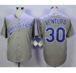 Men Kansas City Royals #30 Yordano Ventura Gray 2016 Official Cool Base Jersey