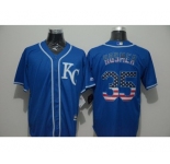 Men Kansas City Royals #35 Eric Hosmer Blue USA Flag Fashion Cool Base Jersey
