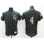 Men Kansas City Royals #4 Alex Gordon Majestic Green Salute to Service Flexbase Authentic Collection Jersey