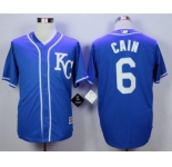 Men Kansas City Royals #6 Lorenzo Cain Blue 2016 Official Cool Base Jersey
