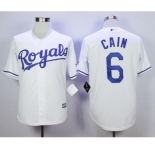 Men Kansas City Royals #6 Lorenzo Cain White 2016 Official Cool Base Jersey