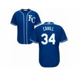 Men Majestic Kansas City Royals #34 Trevor Cahill Replica Blue Alternate 2 Cool Base MLB Jersey