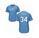 Men Majestic Kansas City Royals #34 Trevor Cahill Replica Light Blue Alternate 1 Cool Base MLB Jersey