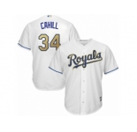 Men Majestic Kansas City Royals #34 Trevor Cahill Replica White Home Cool Base MLB Jersey