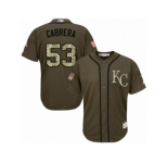 Men Majestic Kansas City Royals #53 Melky Cabrera Replica Green Salute to Service MLB Jersey
