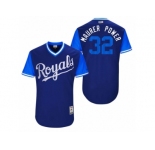 Men's 2017 Little League World Series Royals Brandon Maurer #32 Maurer Power Royal Jersey