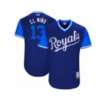 Men's 2017 Little League World Series Royals Salvador Perez #13 El Nino Royal Jersey