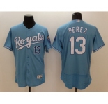 Men's Kansas City Royals #13 Salvador Perez Majestic Light Blue Flexbase Authentic Collection Player Jersey