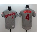 Men's Kansas City Royals #4 Alex Gordon Majestic Gray Fashion Stars & Stripes Flex Base Player Jersey