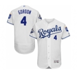 Men's Kansas City Royals #4 Alex Gordon Majestic White FlexBase Player Jersey with World Series Commemorative Patch