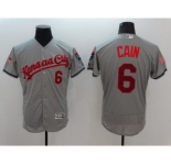 Men's Kansas City Royals #6 Lorenzo Cain Majestic Gray Fashion Stars & Stripes Flex Base Player Jersey