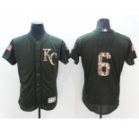 Men's Kansas City Royals #6 Lorenzo Cain Majestic Green Salute to Service Flexbase Authentic Collection Jersey