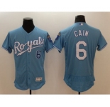 Men's Kansas City Royals #6 Lorenzo Cain Majestic Light Blue Flexbase Authentic Collection Player Jersey