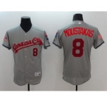 Men's Kansas City Royals #8 Mike Moustakas Majestic Gray Fashion Stars & Stripes Flex Base Player Jersey