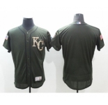 Men's Kansas City Royals Blank Majestic Green Salute to Service Flexbase Authentic Collection Jersey