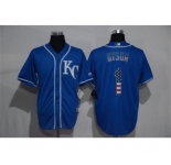 Men's Majestic Kansas City Royals #1 Jarrod Dyson Blue USA Flag Fashion MLB Jersey