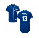 Men's Majestic Kansas City Royals #13 Salvador Perez Blue Flexbase Authentic Collection MLB Jersey