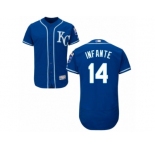Men's Majestic Kansas City Royals #14 Omar Infante Blue Flexbase Authentic Collection MLB Jersey