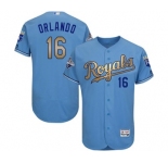Men's Majestic Kansas City Royals #16 Paulo Orlando Authentic Light Blue 2015 World Series Champions Gold Program FlexBase MLB Jersey