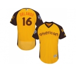 Men's Majestic Kansas City Royals #16 Paulo Orlando Yellow 2016 All-Star American League BP Authentic Collection Flex Base MLB Jersey