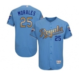 Men's Majestic Kansas City Royals #25 Kendrys Morales Authentic Light Blue 2015 World Series Champions Gold Program FlexBase MLB Jersey