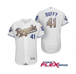 Men's Majestic Kansas City Royals #41 Danny Duffy Authentic White 2015 World Series Champions Gold Program FlexBase MLB Jersey