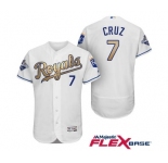 Men's Majestic Kansas City Royals #7 Tony Cruz Authentic White 2015 World Series Champions Gold Program FlexBase MLB Jersey