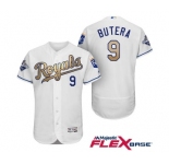 Men's Majestic Kansas City Royals #9 Drew Butera Authentic White 2015 World Series Champions Gold Program FlexBase MLB Jersey