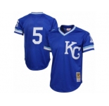 Men's Mitchell and Ness 1989 Kansas City Royals #5 George Brett Authentic Royal Blue Throwback MLB Jersey