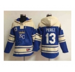 mlb jerseys kansas city royals #13 perez blue[pullover hooded sweatshirt]