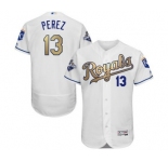 mlb jerseys kansas city royals #13 perez white world series champions gold